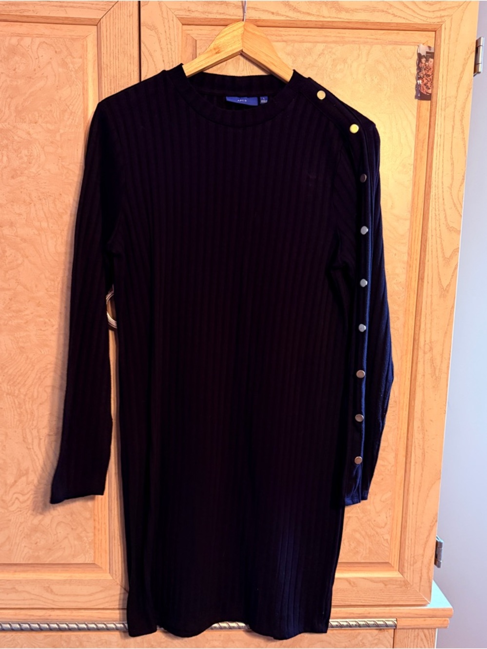 Apt. 9 Black Ribbed Crewneck Sweater Dress